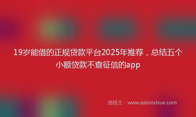 19岁能借的正规贷款平台2025年推荐，总结五个小额贷款不查征信的app