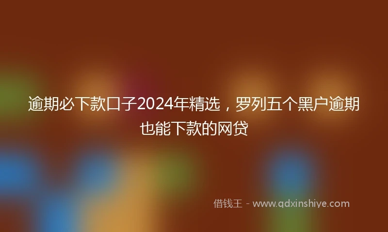 逾期必下款口子2024年精选，罗列五个黑户逾期也能下款的网贷