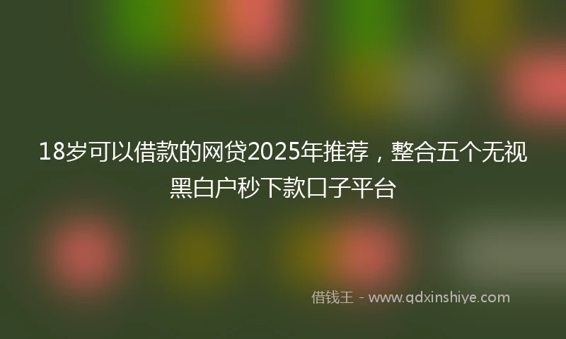 18岁可以借款的网贷2025年推荐，整合五个无视黑白户秒下款口子平台