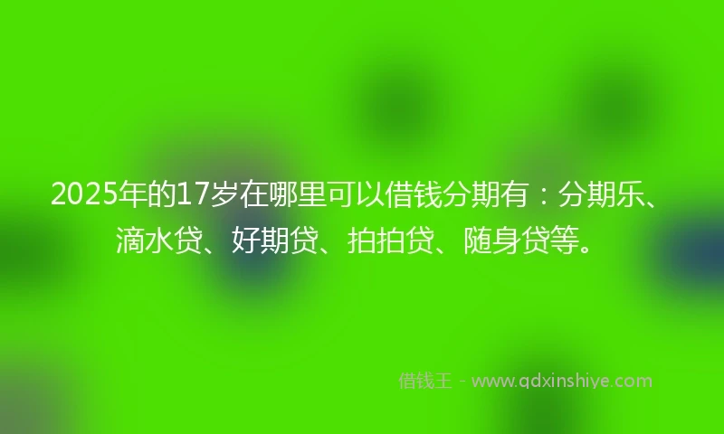 2025年的17岁在哪里可以借钱分期有：分期乐、滴水贷、好期贷、拍拍贷、随身贷等。