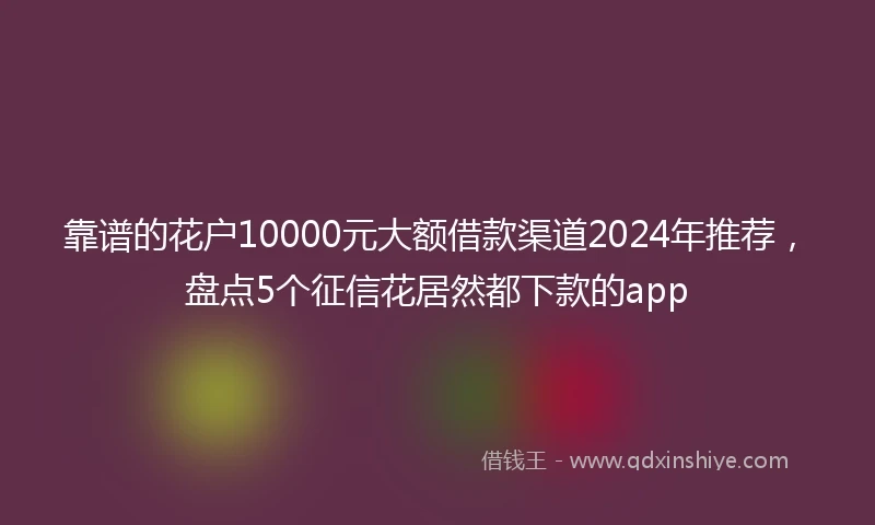 靠谱的花户10000元大额借款渠道2024年推荐，盘点5个征信花居然都下款的app