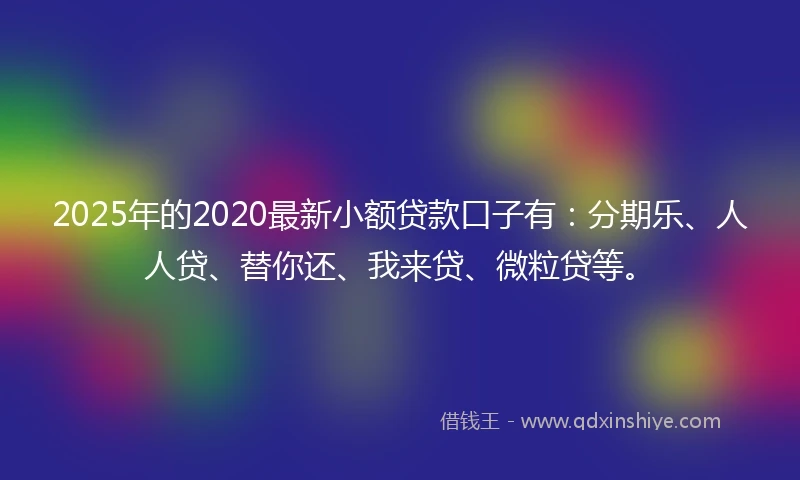 2025年的2020最新小额贷款口子有：分期乐、人人贷、替你还、我来贷、微粒贷等。