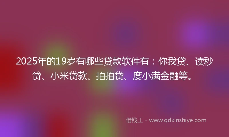 2025年的19岁有哪些贷款软件有：你我贷、读秒贷、小米贷款、拍拍贷、度小满金融等。