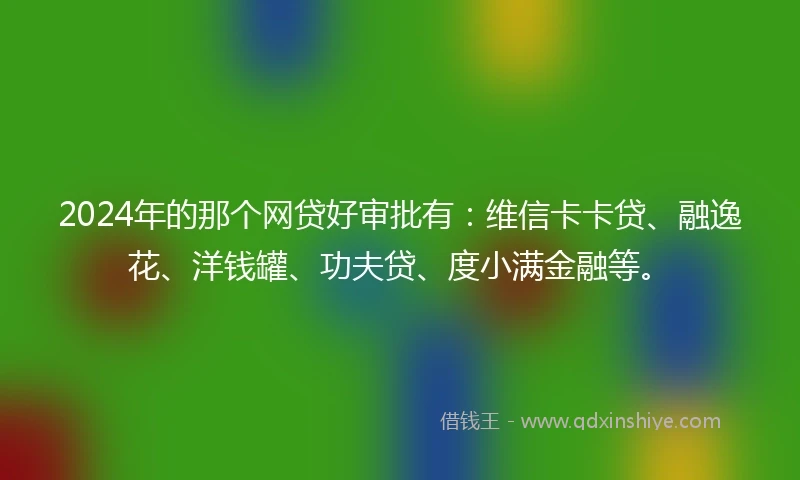 2024年的那个网贷好审批有：维信卡卡贷、融逸花、洋钱罐、功夫贷、度小满金融等。