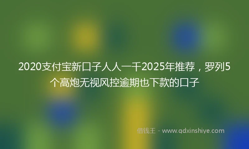 2020支付宝新口子人人一千2025年推荐，罗列5个高炮无视风控逾期也下款的口子