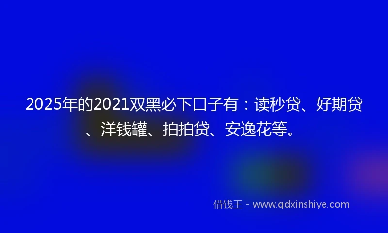2025年的2021双黑必下口子有：读秒贷、好期贷、洋钱罐、拍拍贷、安逸花等。