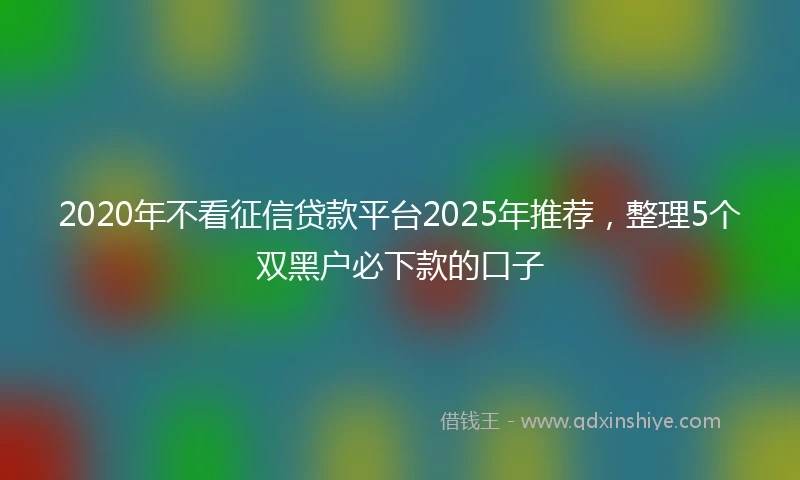 2020年不看征信贷款平台2025年推荐，整理5个双黑户必下款的口子