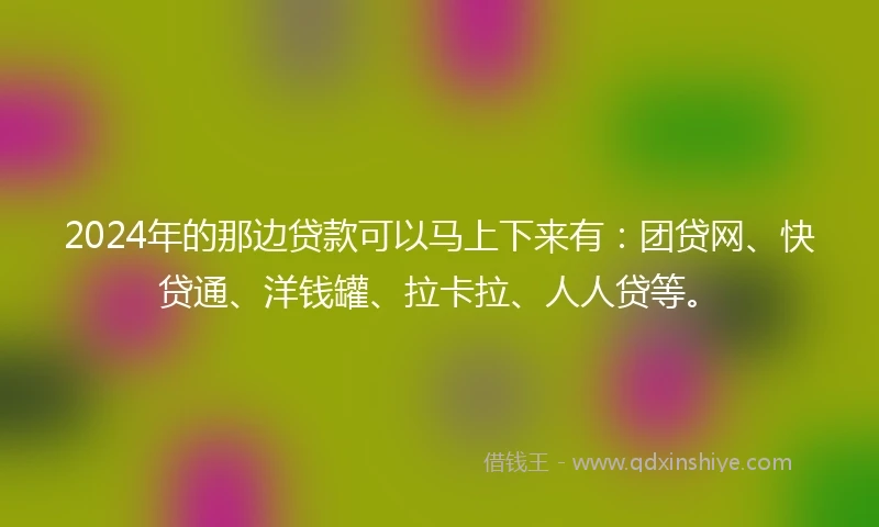 2024年的那边贷款可以马上下来有：团贷网、快贷通、洋钱罐、拉卡拉、人人贷等。