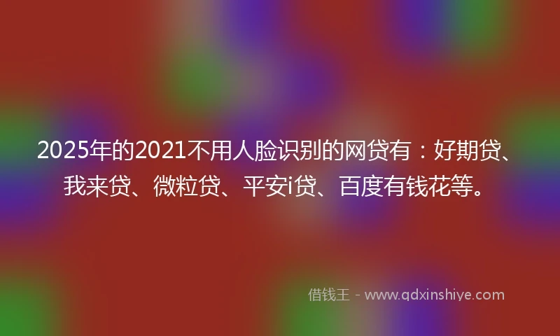 2025年的2021不用人脸识别的网贷有：好期贷、我来贷、微粒贷、平安i贷、百度有钱花等。