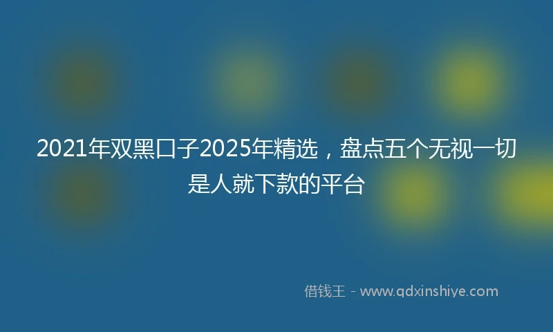 2021年双黑口子2025年精选，盘点五个无视一切是人就下款的平台
