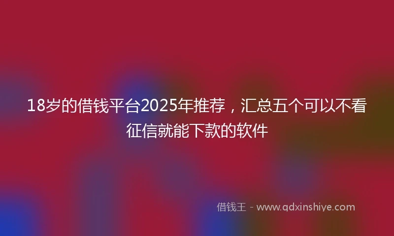 18岁的借钱平台2025年推荐，汇总五个可以不看征信就能下款的软件