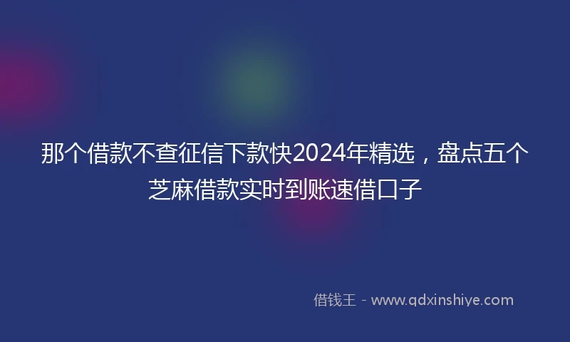 那个借款不查征信下款快2024年精选，盘点五个芝麻借款实时到账速借口子