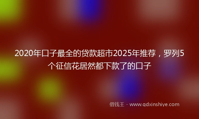 2020年口子最全的贷款超市2025年推荐，罗列5个征信花居然都下款了的口子