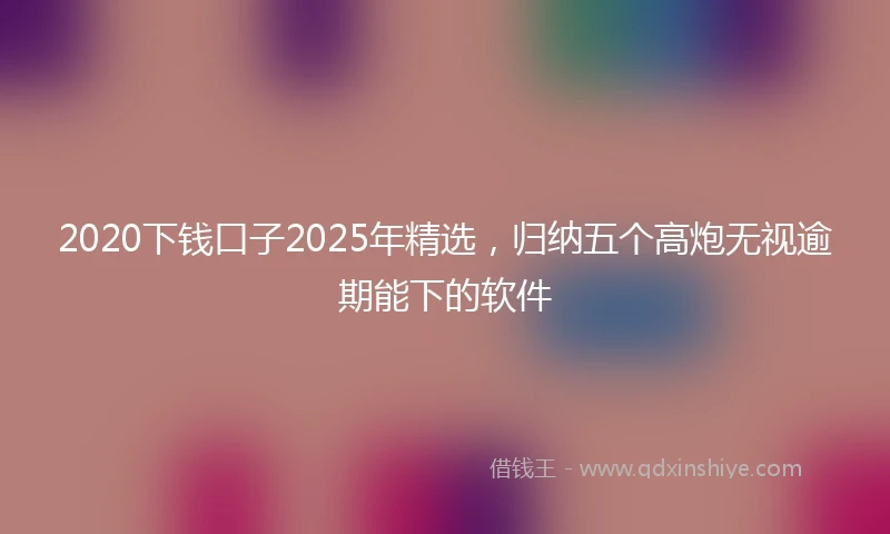 2020下钱口子2025年精选，归纳五个高炮无视逾期能下的软件