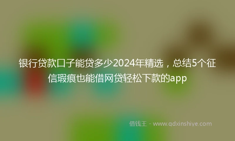 银行贷款口子能贷多少2024年精选，总结5个征信瑕疵也能借网贷轻松下款的app