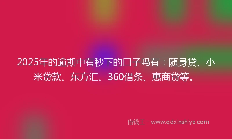 2025年的逾期中有秒下的口子吗有：随身贷、小米贷款、东方汇、360借条、惠商贷等。