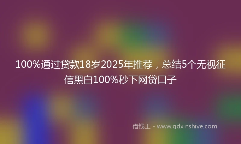 100%通过贷款18岁2025年推荐，总结5个无视征信黑白100%秒下网贷口子