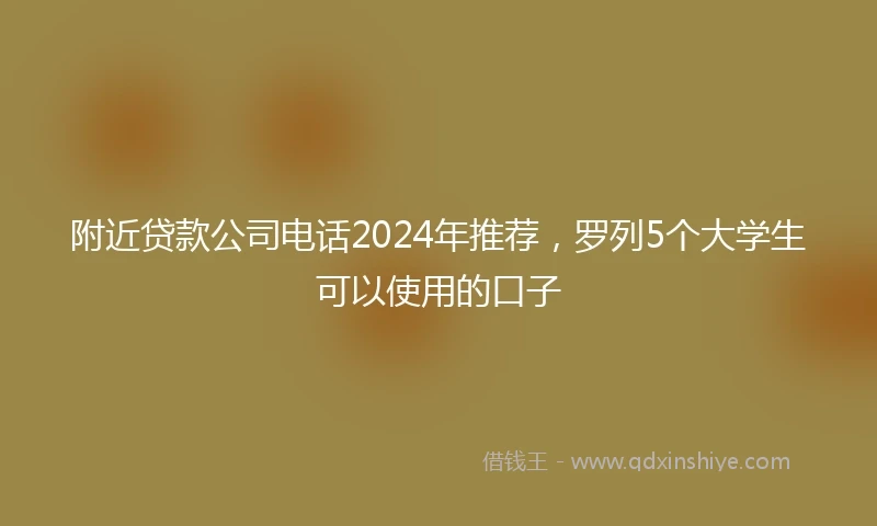 附近贷款公司电话2024年推荐，罗列5个大学生可以使用的口子