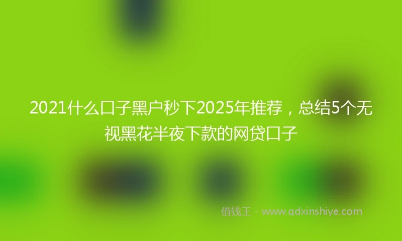 2021什么口子黑户秒下2025年推荐，总结5个无视黑花半夜下款的网贷口子