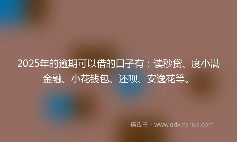 2025年的逾期可以借的口子有：读秒贷、度小满金融、小花钱包、还呗、安逸花等。