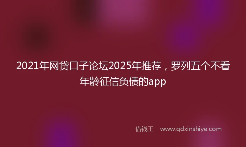 2021年网贷口子论坛2025年推荐，罗列五个不看年龄征信负债的app