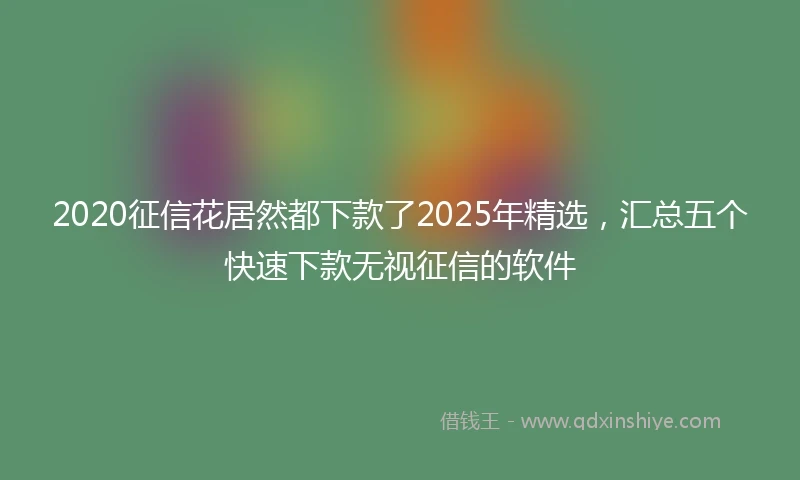 2020征信花居然都下款了2025年精选，汇总五个快速下款无视征信的软件
