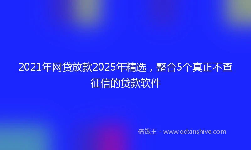 2021年网贷放款2025年精选，整合5个真正不查征信的贷款软件