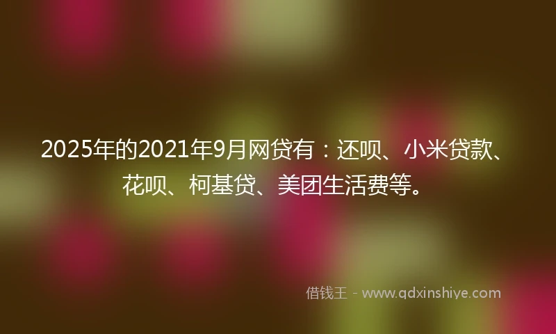 2025年的2021年9月网贷有：还呗、小米贷款、花呗、柯基贷、美团生活费等。