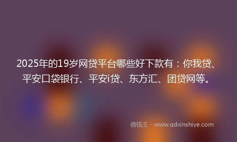 2025年的19岁网贷平台哪些好下款有：你我贷、平安口袋银行、平安i贷、东方汇、团贷网等。