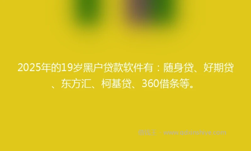 2025年的19岁黑户贷款软件有：随身贷、好期贷、东方汇、柯基贷、360借条等。