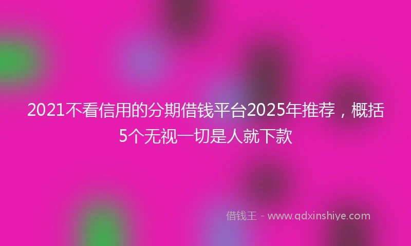 2021不看信用的分期借钱平台2025年推荐，概括5个无视一切是人就下款