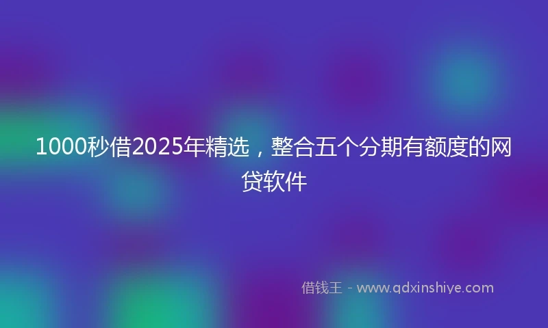 1000秒借2025年精选，整合五个分期有额度的网贷软件