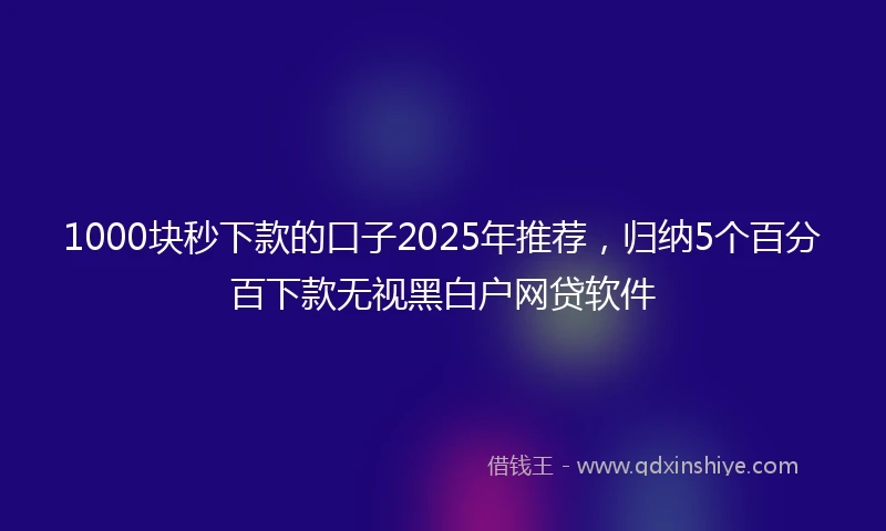 1000块秒下款的口子2025年推荐，归纳5个百分百下款无视黑白户网贷软件