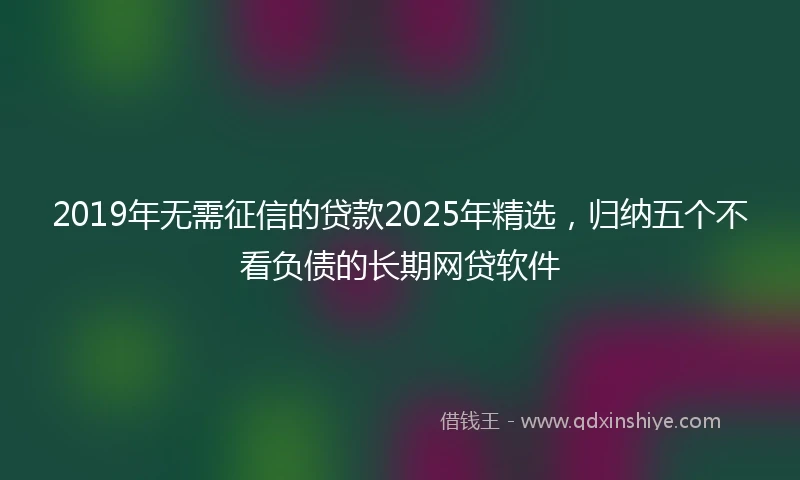 2019年无需征信的贷款2025年精选，归纳五个不看负债的长期网贷软件