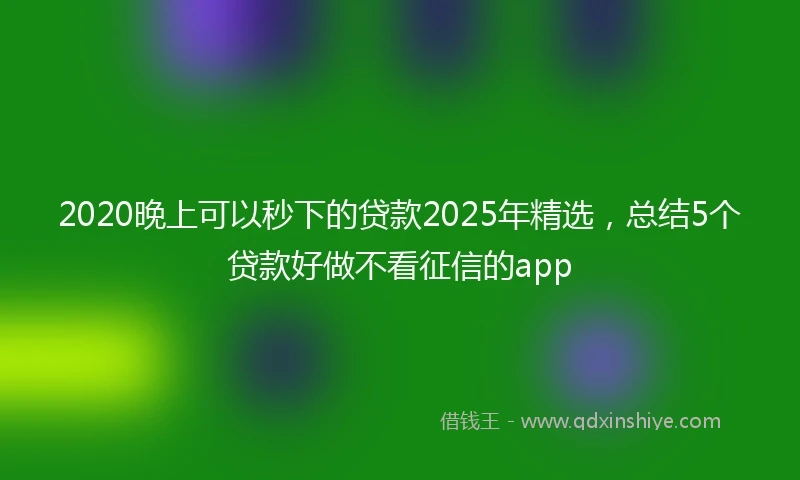 2020晚上可以秒下的贷款2025年精选，总结5个贷款好做不看征信的app