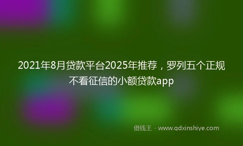 2021年8月贷款平台2025年推荐，罗列五个正规不看征信的小额贷款app
