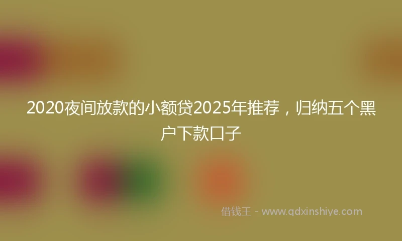 2020夜间放款的小额贷2025年推荐，归纳五个黑户下款口子
