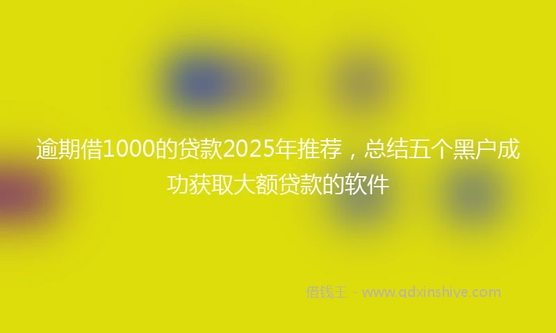 逾期借1000的贷款2025年推荐，总结五个黑户成功获取大额贷款的软件