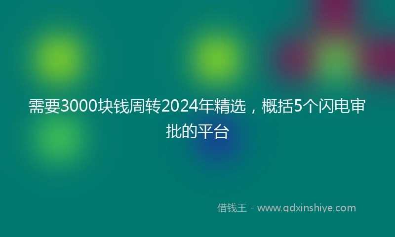 需要3000块钱周转2024年精选，概括5个闪电审批的平台
