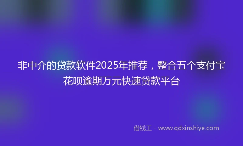 非中介的贷款软件2025年推荐，整合五个支付宝花呗逾期万元快速贷款平台