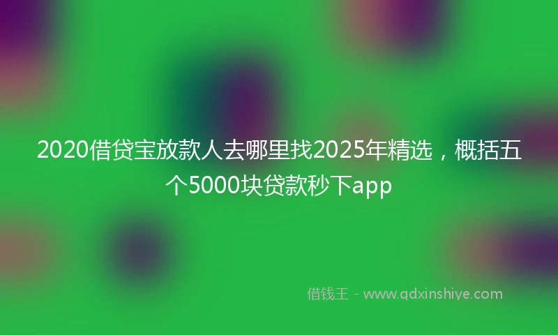 2020借贷宝放款人去哪里找2025年精选，概括五个5000块贷款秒下app