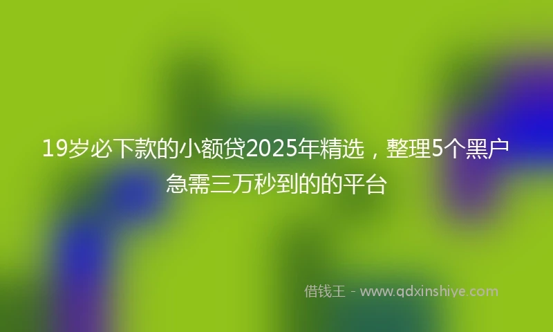 19岁必下款的小额贷2025年精选，整理5个黑户急需三万秒到的的平台