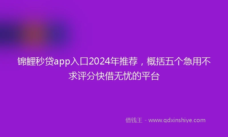 锦鲤秒贷app入口2024年推荐，概括五个急用不求评分快借无忧的平台