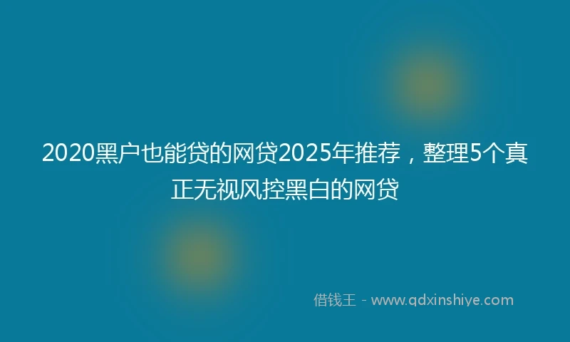 2020黑户也能贷的网贷2025年推荐，整理5个真正无视风控黑白的网贷