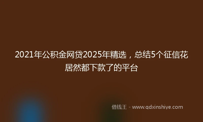 2021年公积金网贷2025年精选，总结5个征信花居然都下款了的平台