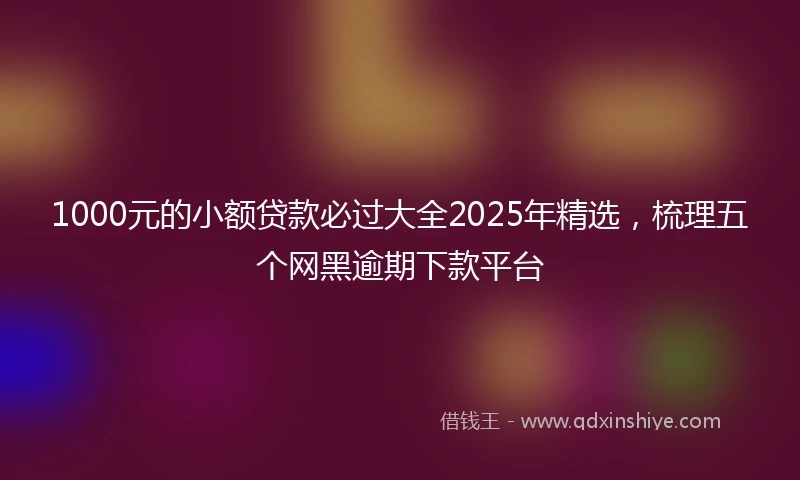 1000元的小额贷款必过大全2025年精选，梳理五个网黑逾期下款平台
