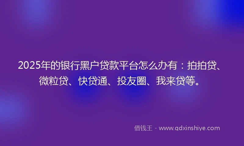 2025年的银行黑户贷款平台怎么办有：拍拍贷、微粒贷、快贷通、投友圈、我来贷等。