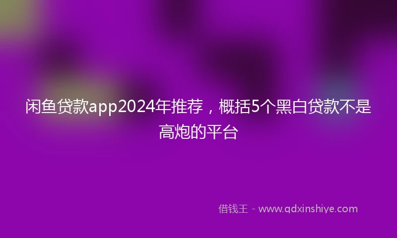 闲鱼贷款app2024年推荐，概括5个黑白贷款不是高炮的平台