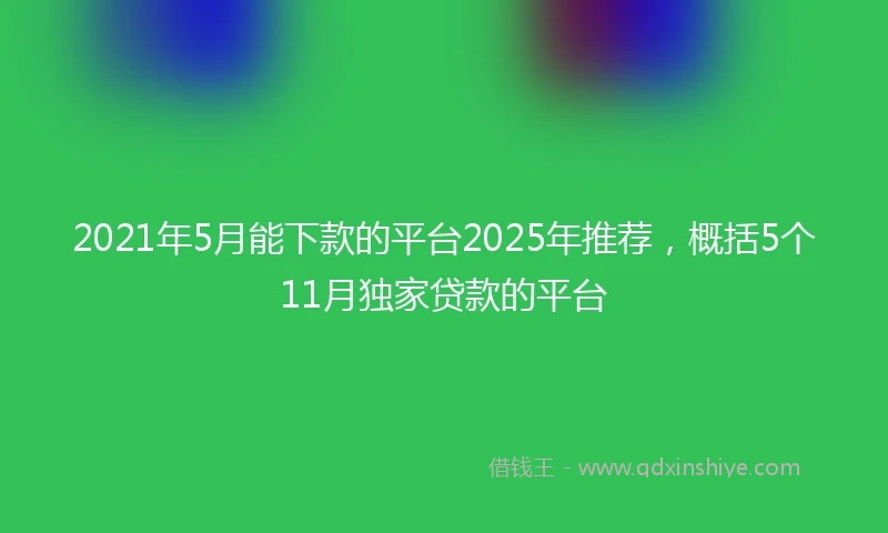2021年5月能下款的平台2025年推荐，概括5个11月独家贷款的平台