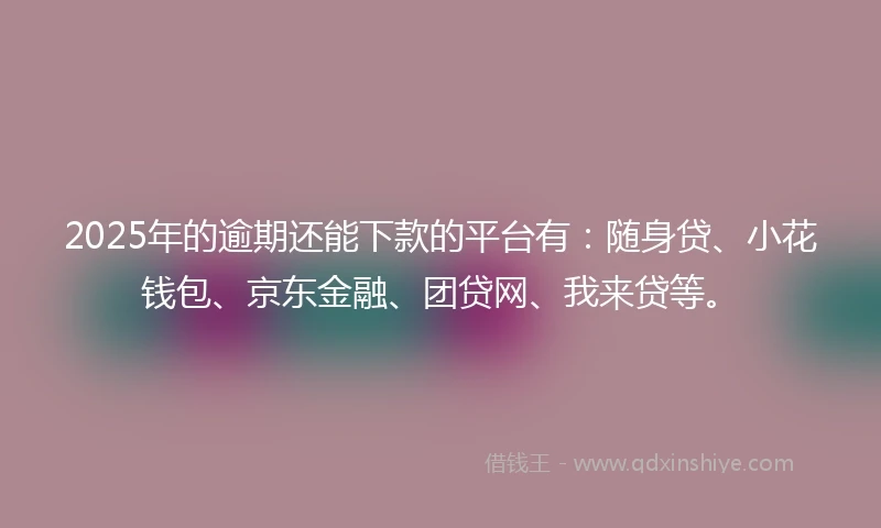 2025年的逾期还能下款的平台有：随身贷、小花钱包、京东金融、团贷网、我来贷等。